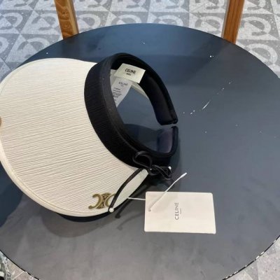 p80 塞琳Celine2024新款轻便发箍空顶帽女夏Uv黑胶防晒帽遮阳百搭蝴蝶结珍珠太阳帽