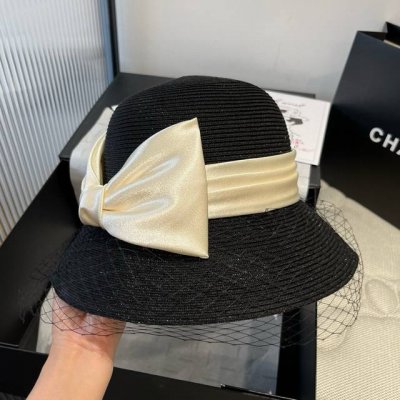 130￥P Chanel香奈儿网纱盆帽，高级Pp草制作，头围57Cm