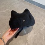 Miumiu缪缪秋冬新款毛呢贝雷帽，超嗲猫咪贝雷帽，头围57Cm