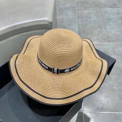 巴黎世家Balenciaga 早春新款韩版波浪珍珠休闲草帽 时尚百搭色 网红爆款 出门必备