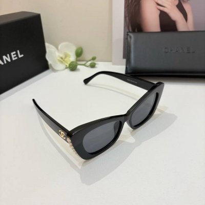chanel 香奈儿 珍珠猫眼小香风墨镜 时尚法式氛围复古防紫外线太阳镜 行驶眼镜