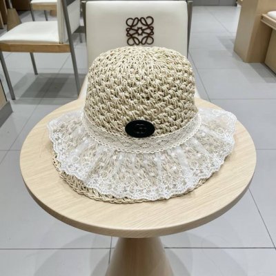 Gucci古奇草帽女夏季2025新款海边帽子沙滩夏天蕾丝草编遮阳防晒太阳帽