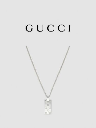 新款] Gucci古驰Gucci Signature系列饰Gg标牌银色黄金色项链
