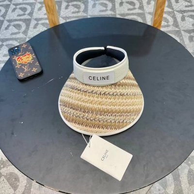 赛琳Celine黑胶Uv防晒帽女夏季防紫外线草编遮阳帽子大帽檐沙滩空顶遮脸草帽