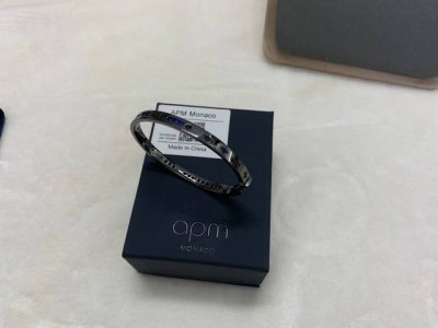 a批M 海蓝色摩斯密码银手镯简约时尚高级设计感。