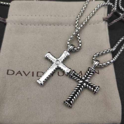 david Yurman 双纽线十字架项链黑钻。链条粗3Mm，长度50+5Cm或长度60+5Cm延迟链 编号Dyxl-009