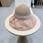prada普拉达新款女蝴蝶结大檐布帽针织布沿遮阳渔夫帽防晒沙滩盆帽潮帽子