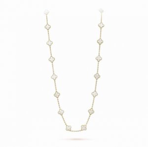此款调价V金镀咪金 0000-1240Vca高级白贝母20花四叶草项链。Cleef&Arpels 四叶草 此系列设计灵动，线条流畅，易于佩戴。展现无限搭配的可能