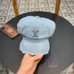 Louivuittonlv路易威登复古水洗做旧八角牛仔布贝雷帽子女春夏季破洞大头围显脸小贝雷帽