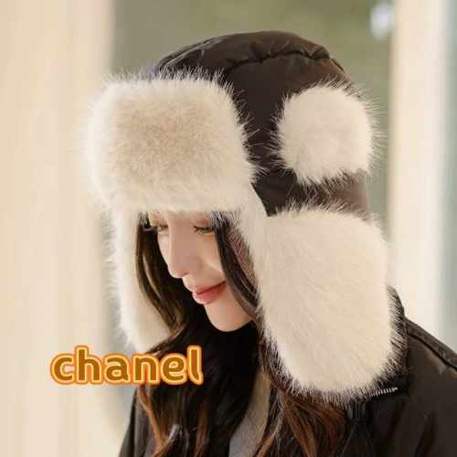 Chanel雷锋帽女冬季加厚加绒保暖棉帽骑车防风护耳雪地帽东北防寒帽子男