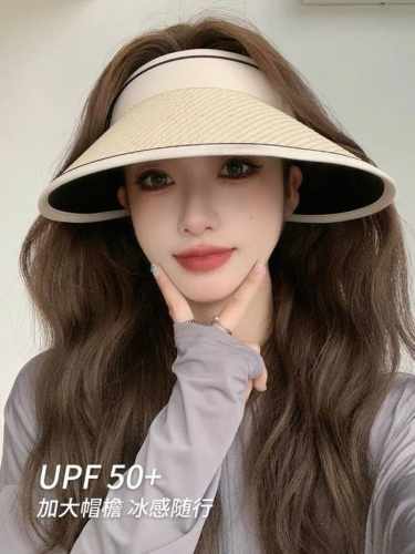蒙口Moncler显脸小遮阳帽子女夏季2025新款防晒帽防紫 外线大帽檐沙滩空顶草帽 极速