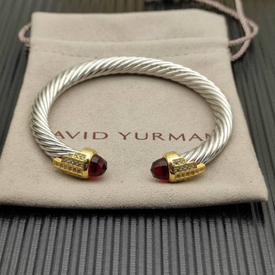 David Yurman 7Mm金头银色5排钻手镯。红钻。建议适合佩戴的手围15-20Cm 编号Dysz-302