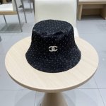 Chanel香奈儿2025春季新款日系烫钻梅花刺绣正反可戴渔夫帽女时尚遮阳帽防晒小盆帽