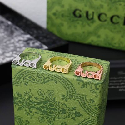 三个颜色[新年礼物]Gucci古驰“Gucci”字母造型戒指尺寸6-11