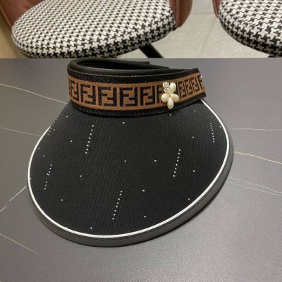苍迪Fendi新款大帽檐空顶帽女夏季户外太阳帽网红无顶防晒 帽海边骑行遞阳帽