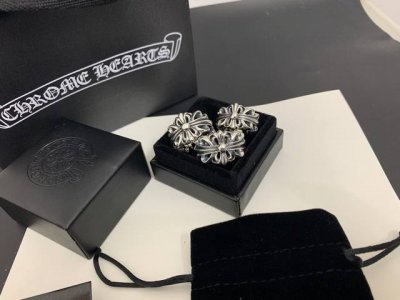 chrome Hearts 克罗心 十字花厚身开口戒指 大号 中号 小号 编号：B 24415
