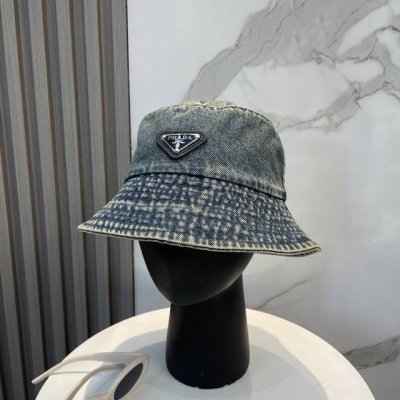 配防尘袋 Prada普拉达 2025新款洗水软牛仔男女款渔夫帽 简约折叠遮阳～非常有质感的一款