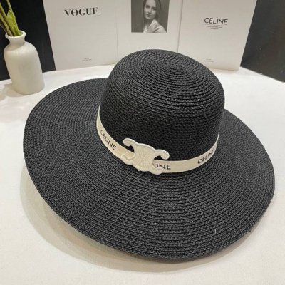 特价 配防尘袋 Celine赛琳 2025新款草编大沿沙滩帽草帽 度假休闲必备 优雅大方的一款