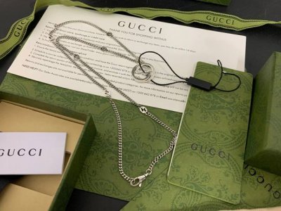 新款 Gucci古驰 互扣式双G纹路项链 长度：60Cm 编号：E5315713