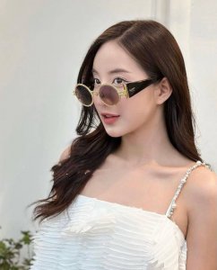 Ysl圣罗兰 2025新款金属圆形框太阳眼镜Gabrielle男女通用复古风遮阳墨镜时尚素颜银 女士墨镜