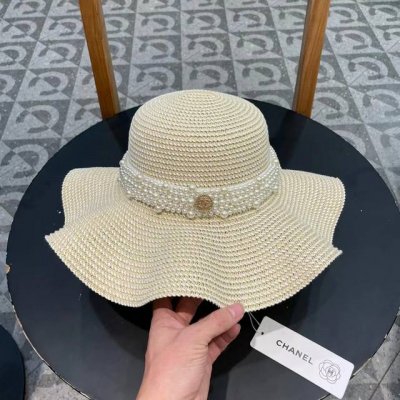 chanel香奈儿 新款小香风密织度假风盆帽草帽，出街旅行单品