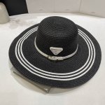 特价 配防尘袋. Prada普拉达 2025新款织带密织度假风盆帽草帽，出街旅行单品新款草帽