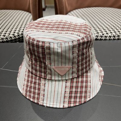 Lv路易威登日系撞色条纹拼接渔夫帽子女百搭显脸小