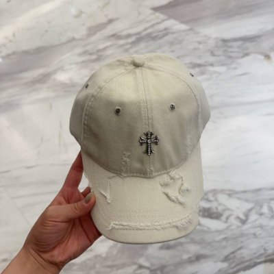 chrome Hearts 克罗心早春韩版时尚复古做旧破洞帽子磨损设计百搭棒球帽鸭舌帽