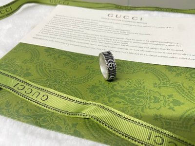 Gucci 古驰 齿轮条纹戒指 12-26码