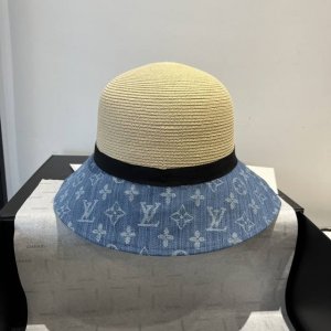 lv新款草帽 拉菲草制作 拼老花面料 名媛必备 头围57Cm