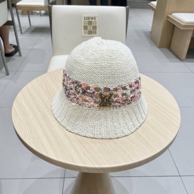 Lv路易威登高端潮夏季时尚百搭镂空针织帽子显脸小水桶帽防晒遮阳渔夫盆帽女