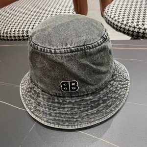 Balenciaga巴黎世家 牛仔渔夫帽夏季防晒遮阳帽子大头围水桶帽显脸小