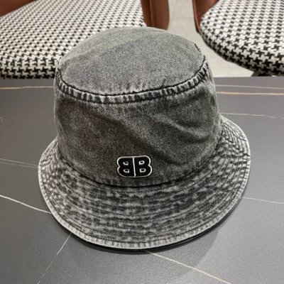 Balenciaga巴黎世家 牛仔渔夫帽夏季防晒遮阳帽子大头围水桶帽显脸小