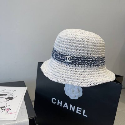 chanel香奈儿纸草遮阳帽，草帽，可折叠，头围57Cm
