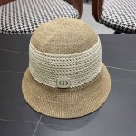 Dior迪奥新款设计感水桶帽前长后短帽条纹简约盆帽透气 镂空防晒撞色太阳帽