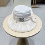 p80 Chanel香奈儿春夏款时尚气质网纱遮阳帽女出游仙女帽大帽檐盆帽防晒遮阳太阳帽