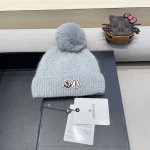 Moncler双标兔毛秋冬新款帽子女时尚百搭套头帽加绒加厚毛球针织帽保暖护耳毛线帽