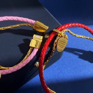 bg80 Bvlgari宝格丽男女同款欧美时尚双层设计皮革金属链条磁吸扣手镯手绳 黄铜材质 4个色：金黑 金粉 金红 金绿 链长约18Cm 重约19.58G 蛇