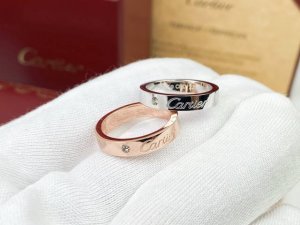 cartier 卡地亚 字母Logo单钻戒指经典专柜Logo款 #6789码#玫瑰金 白金