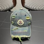 蒙口Moncler2025新款牛仔破洞棒球帽 时尚炸街单品 风格很Ok 网红.时尚博主的最爱