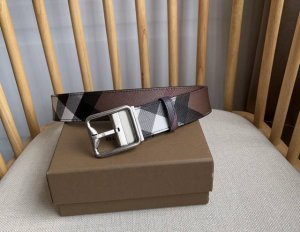 新款 Burberry 巴宝莉专柜同步上新双面两用的意大利制腰带 选用格纹环保帆布精制而成 反面采用光滑皮革 搭配镀钯金专属标识图案饰牌搭扣 宽:3.5Cm 精