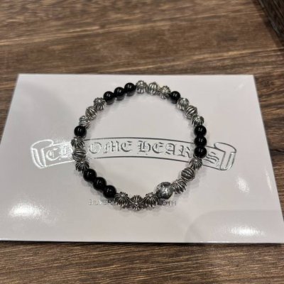 Chrome Hearts克罗心 天然黑曜石 19银珠手串 个性百搭上手非常好看的一款 适合叠戴搭配