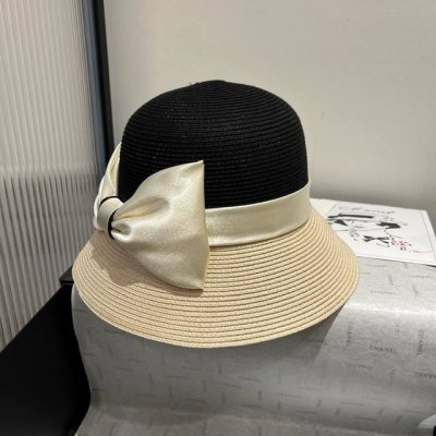 Dior迪奥新款礼帽，高级pp草，拼色盆帽，名媛风，头围57Cm