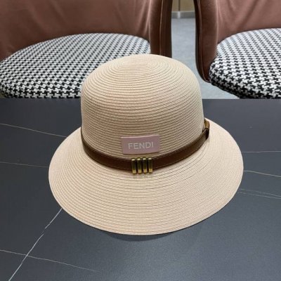 芬迪Fendi 大檐软草编帽子女夏季 品脸小防紫外线遮阳帽 可以折叠放包包