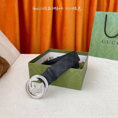 Gucci 经典款进口原厂压花面 搭配原版皮底 精品钢扣 宽4.0 Cm 经典永不过时款 潮流大方 时尚百搭.