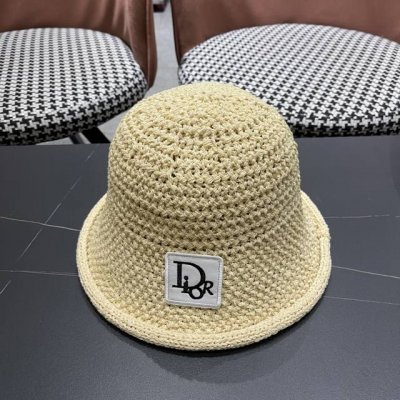 迪奥Dior 2025新春卷边纯色渔夫帽子女夏在优 雅潮流百搭显脸小防晒遮阳盆帽