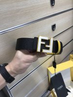 新款 Fd 宽38 Mm 支持Nfc 芯片扫描，标志造型皮带，原版亮面间色 双层F铆钉扣，进口原版小牛皮压花制成，镀金表面金属制品，品质保证，非市场通货！