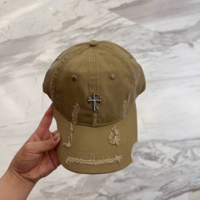 chrome Hearts 克罗心早春韩版时尚复古做旧破洞帽子磨损设计百搭棒球帽鸭舌帽