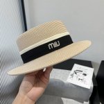 P Miumiu缪缪新款平顶礼帽，台湾Pp草制作，头围57Cm