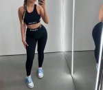 Celine新款高弹力健身短款瑜伽服运动套装~小背心修身提臀显瘦打底裤脚 S M Lxl